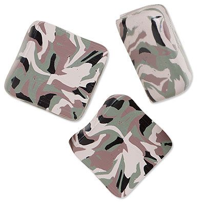 three square coasters with camouflage print on them