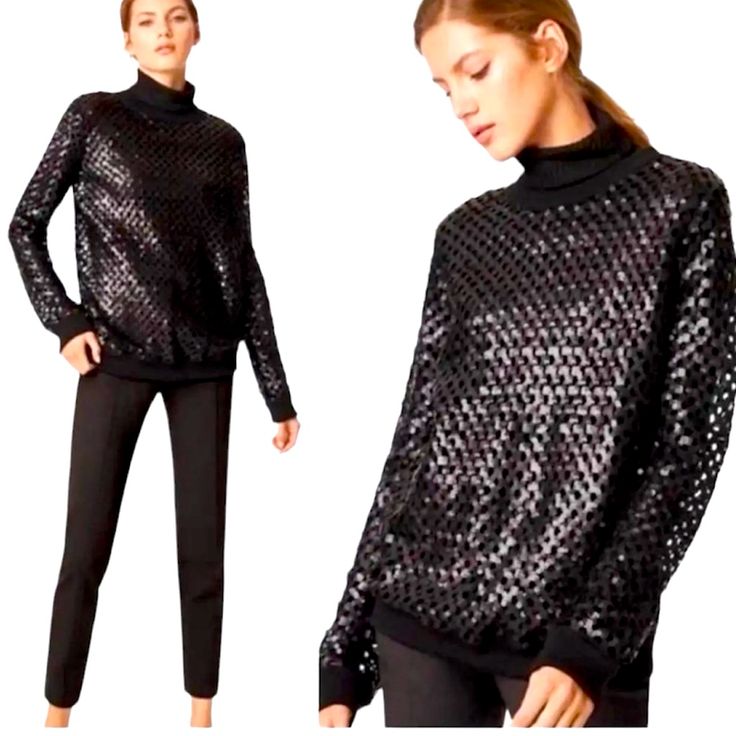 Tory Burch Lansing Mesh Sweater. Stunning Shimmer Sequin Top; Small Will Need An Under Shirt See Through See Pictures The New Retail Tag Has Size Xs But This One In My Closet Is A Size Small. Under Shirt, Mesh Sweater, Sequin Sweater, Pullover Sweater Women, Sequin Top, Pullover Sweaters, Merino Wool, Tory Burch, Wool Blend