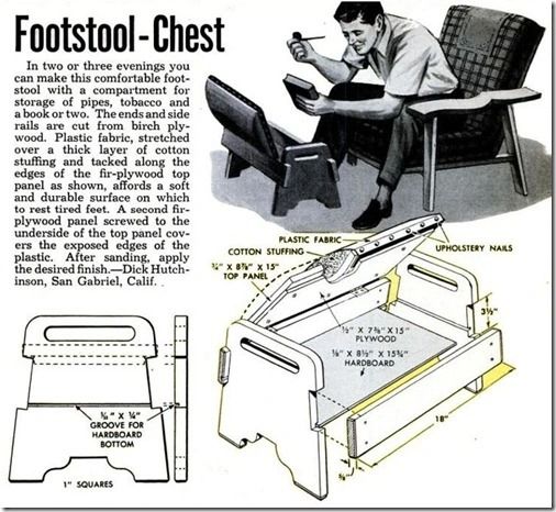 an advertisement for footstool chest with instructions on how to use it