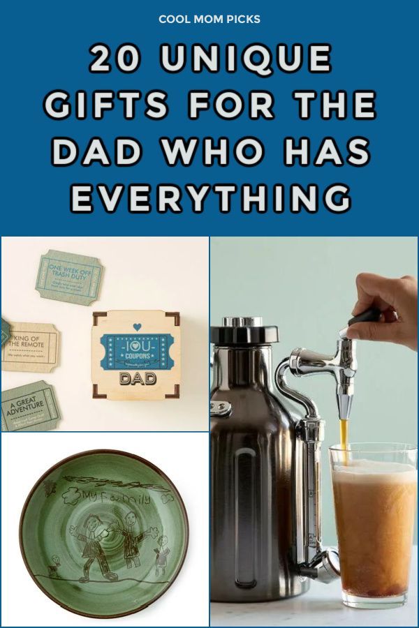 the cover of 20 unique gifts for the dad who has everything, including a coffee maker and