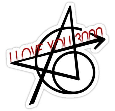 a sticker with the words love you and an arrow in red ink on it