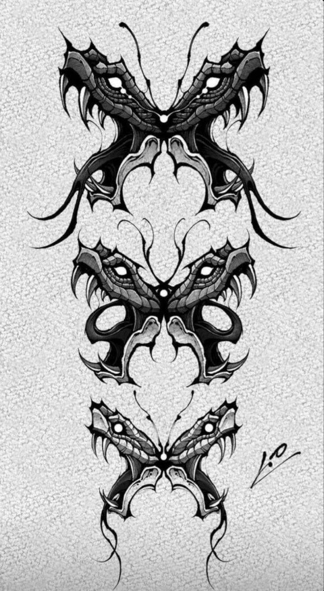 a dragon tattoo design on a white background