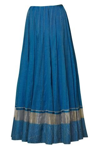 Shop for Urvashi Kaur Blue Tissue Silk Printed Lehenga for Women Online at Aza Fashions Blue Handloom Traditional Lehenga, Blue Sharara With Block Print For Festivals, Blue Block Print Sharara For Festivals, Traditional Blue Block Print Sharara, Traditional Blue Skirt For Festivals, Festive Blue Block Print Sharara, Traditional Long Blue Skirt, Blue Block Print Sharara For Navratri, Blue Handloom Lehenga For Diwali