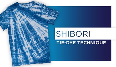 blue and white tie - dye t - shirt with the words shibori on it