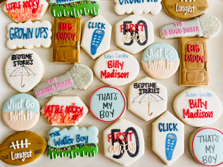 decorated cookies with different sayings on them