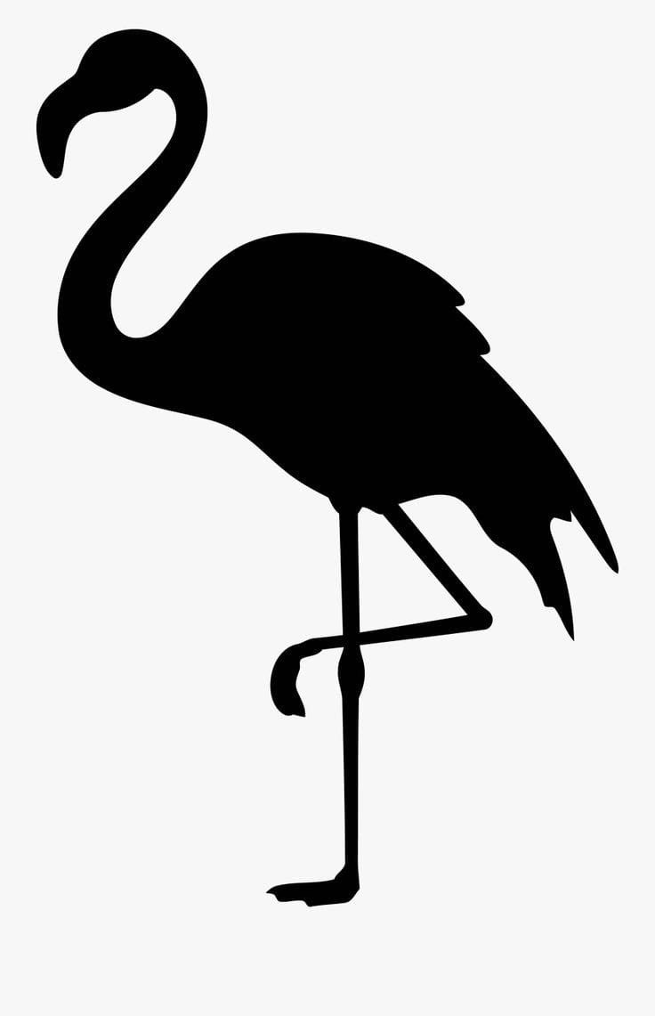 a black and white silhouette of a flamingo