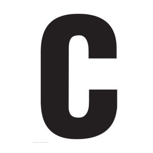 the letter c is shown in black and white