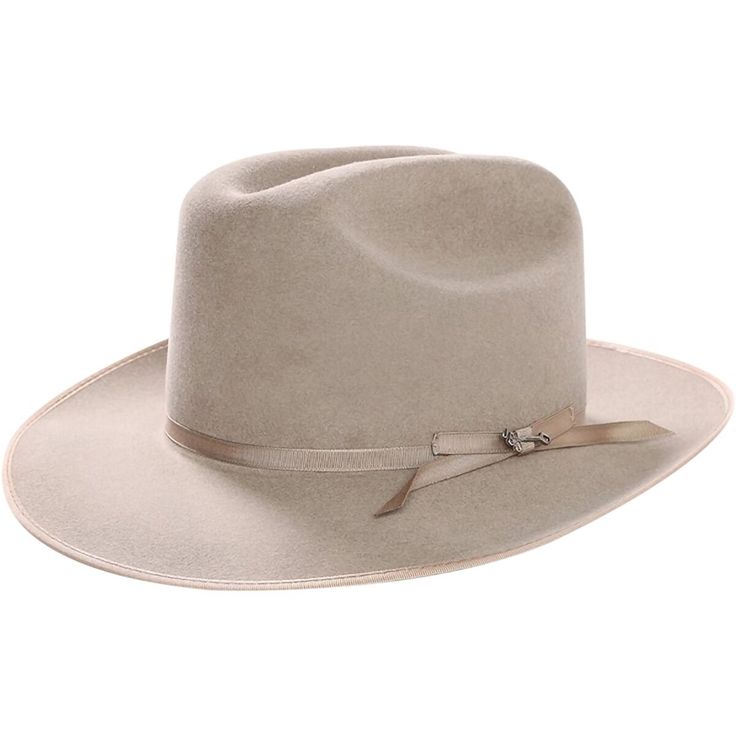 A true legend, the Open Road Royal Deluxe Hat offers a timeless blend of city style and Western tradition in a more flexible finish than our standard Open Road. Made from handsome high-quality 6X fur felt for unbeatable softness and resilience, it features a grosgrain hat band and Stetson-branded hat pin for a subtle dose of texture. The hand-sewn brown leather sweatband and satin liner provide a time-tested fit and premium comfort. The Open Road owes its name to the fact that it was originally Fitted Panama Hat For Western-themed Events, Classic Rigid Fedora Felt Hat, Classic Beige Panama Hat For Winter, Classic Fedora With Flat Crown, Classic Top Hat For Western-themed Winter Events, Fitted Flat Crown Hats, Classic Brown Hat With Flat Crown, Classic Solid Top Hat With Flat Crown, Classic Wide Brim Solid Color Hat