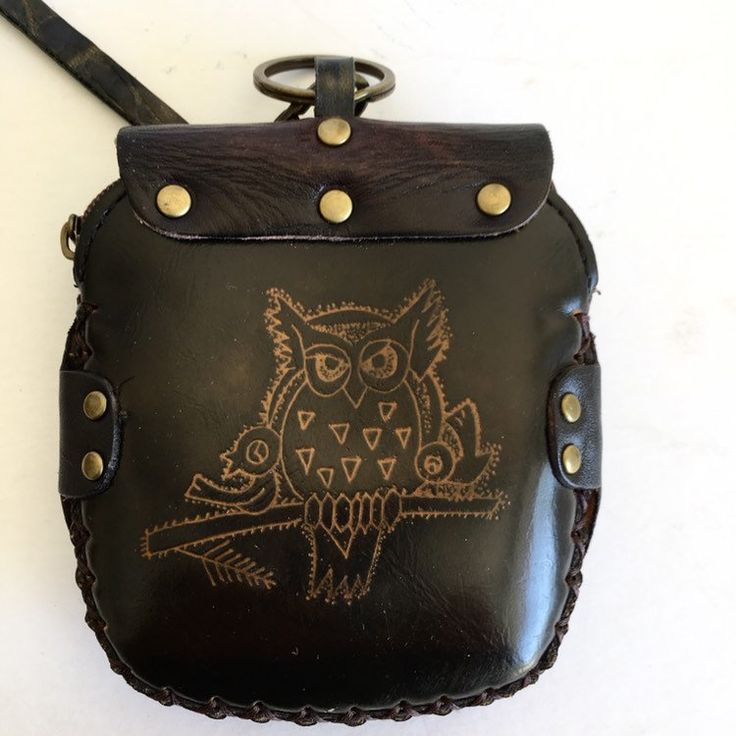 "Owl small purse Wristlet purse with snap closure and zipper 4.25\" x 3.75\" Condition - Excellent" Mobile Phone Bag Clutch Pouch, Handmade Pouch Belt Bag As Gift, Handmade Pouch Belt Bag For Gifts, Handmade Belt Bag Pouch As Gift, Handheld Wallets With Cell Phone Pocket For Gift, Brown Wristlet With Removable Pouch As Gift, Pouch Wristlet With Card Slots, Vintage Wallets With Removable Pouch For Daily Use, Vintage Pouch Coin Purse With Card Slots