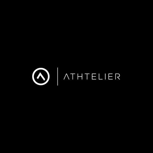 a black and white logo with the word atheler in it's center