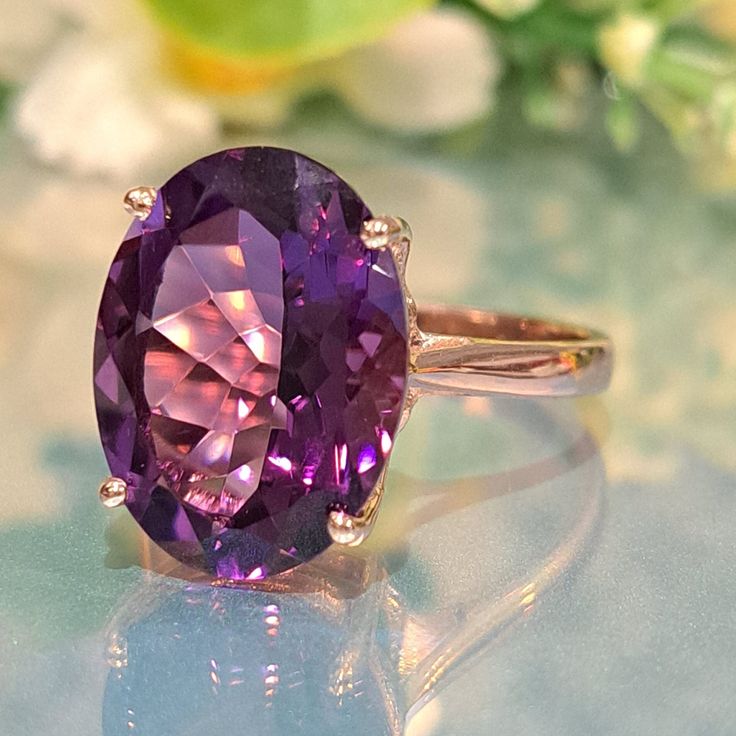 10.00 Carat Natural Amethyst 14k Solid Gold Ring Ring Material: 14k Solid Gold Total Metal Weight: 3.2 Grams Gemstone: Natural Amethyst Gemstone Color: Purple  Gemstone Shape: Oval Gemstone Dimensions: 16.00x12.00 mm Gemstone Quantity: 1 Gemstone Carat Weight: 10.00 Carat Ring Quantity: One Ring Condition: New Delivered in an elegant gift box Made in the USA 💜 Please do not hesitate to ask any questions and we will be happy to assist You 💜 Jewellery Box Making, Birthstone Gifts, Solid Gold Rings, February Birthstone, 14k Gold Ring, February Birth Stone, One Ring, Amethyst Gemstone, Ring Ring