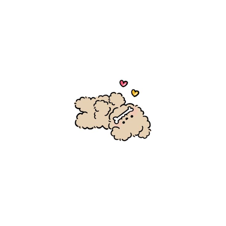 a sheep laying on its back with a heart in it's mouth and eyes closed