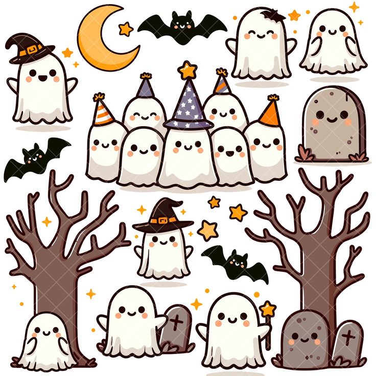 halloween clipart with ghost and tombstones