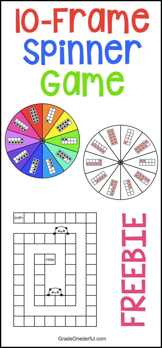 a printable game for kids to play with the words'10 frame spiner game '