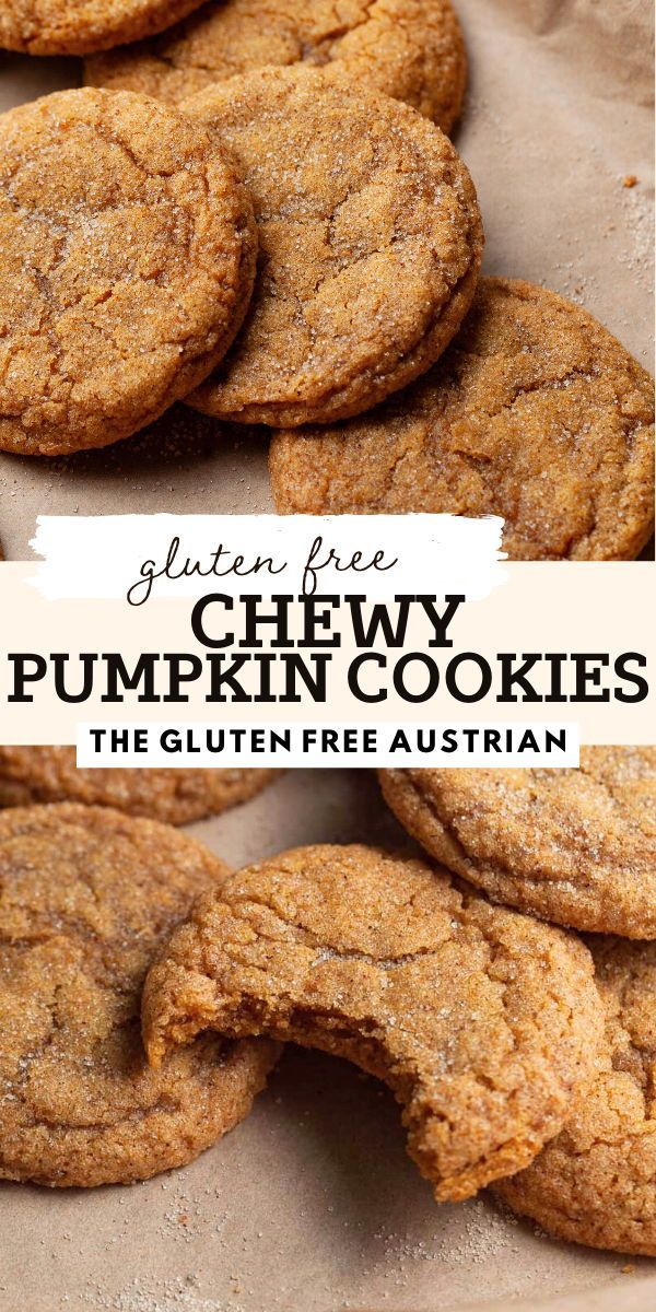 gluten free chewy pumpkin cookies with text overlay