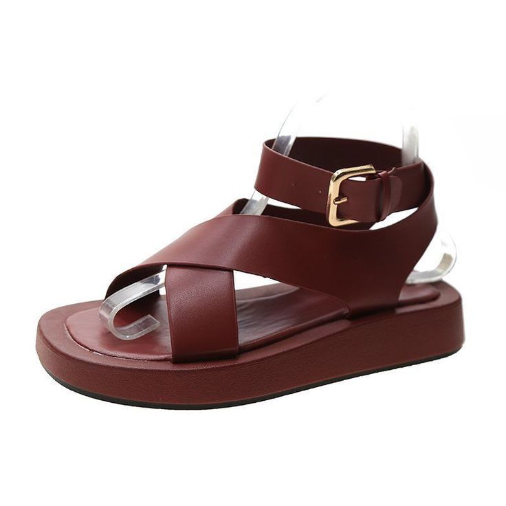 SPECIFICATIONSWith Platforms: YesUpper Material: PUStyle: RomanSide Vamp Type: CoveredSandal Type: Ankle-WrapPlatform Height: 3-5cmOutsole Material: RubberOrigin: CN(Origin)Occasion: CasualItem Type: SandalsInsole Material: PUHeel Height: Flat (≤1cm)Fashion Element: Cross-tiedDepartment Name: AdultClosure Type: Buckle StrapBrand Name: SONDR Warm Tips : Aliexpress Shoes Size is Chinese shoe code ( EUR Size)( Example Like This Euroepan 36 = Fit My Foot length 23cm ) How to choose the shoe size I w Fairy Style Fashion, Black And White Sandals, Chinese Shoes, Royal Blue Shoes, Shoes Chunky, Fairy Style, Summer Boots, Pink Running Shoes, Chunky Sandals