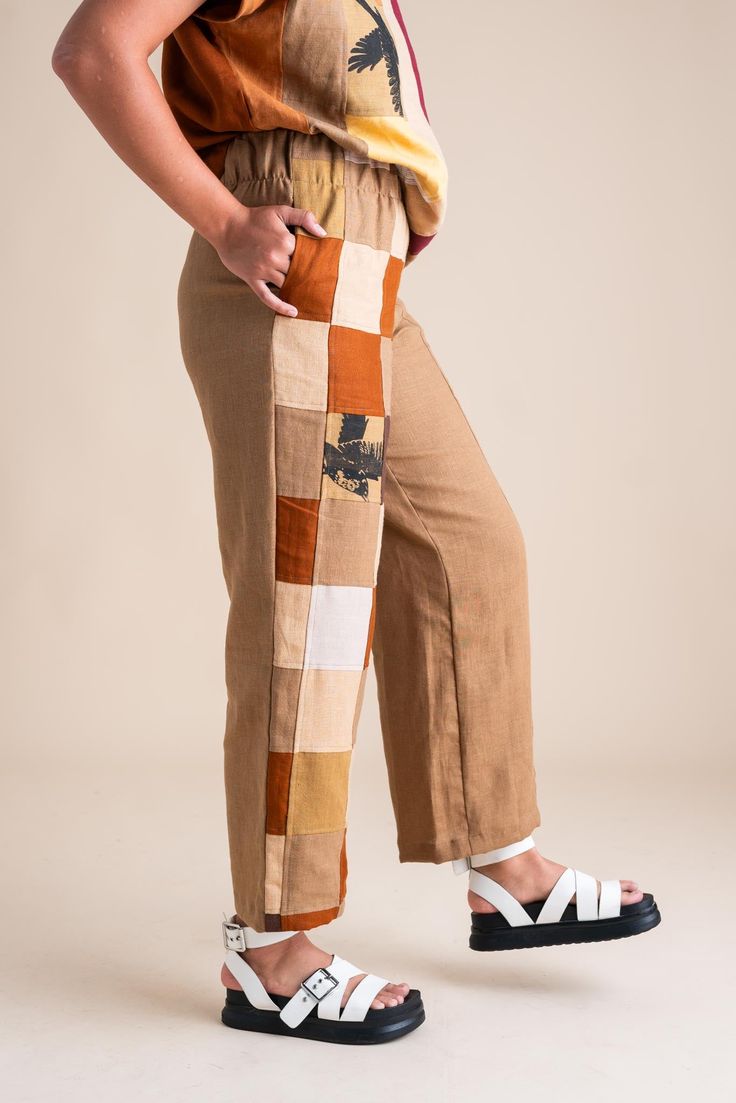 Stand out in our Patchwork Sunset Pants—a one-of-a-kind masterpiece crafted from a collection of cotton and linen fabric scraps we've carefully saved throughout the year. These unique pants are perfect for transitioning effortlessly between summer and fall, and back again. Features: One-of-a-Kind Design: Each pair is a unique patchwork of carefully selected fabric scraps. Versatile Styling: Ideal for shifting seasons, blending summer ease with autumn warmth. Pull-On Comfort: Easy to wear with a Between Summer And Fall, Jumpsuit And Cardigan, Unique Pants, Skirt Leggings, Cotton Fleece, Cardigan Tops, Cardigan Jacket, Fabric Scraps, Dresses With Leggings