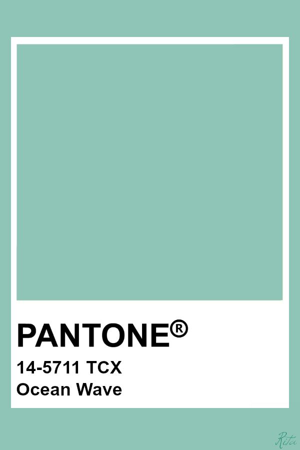 pantone's ocean wave color is shown with the text pantone on it