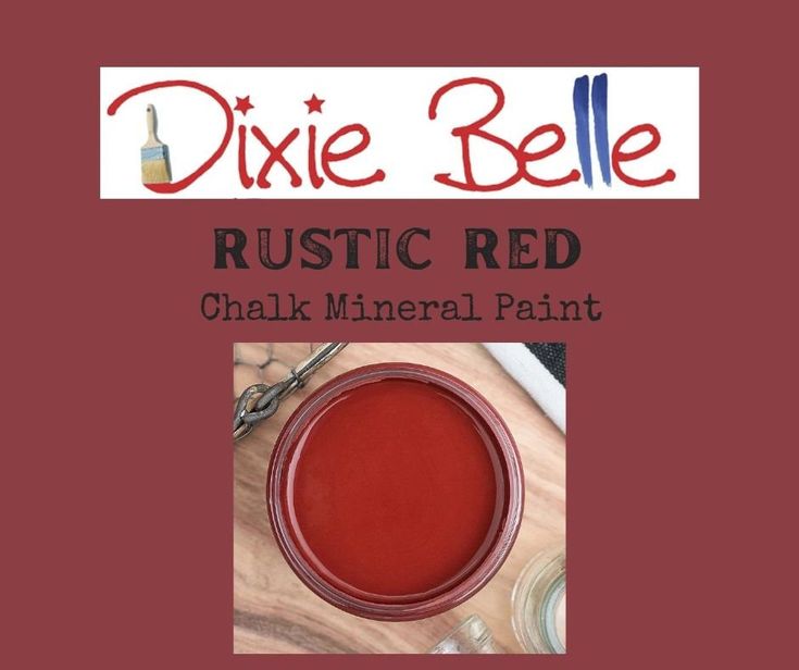 a red chalk paint with the words dixie belle on it and an image of a bottle