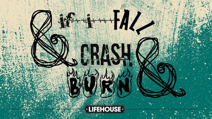 the words crash and burn are drawn in black ink on a green, white background