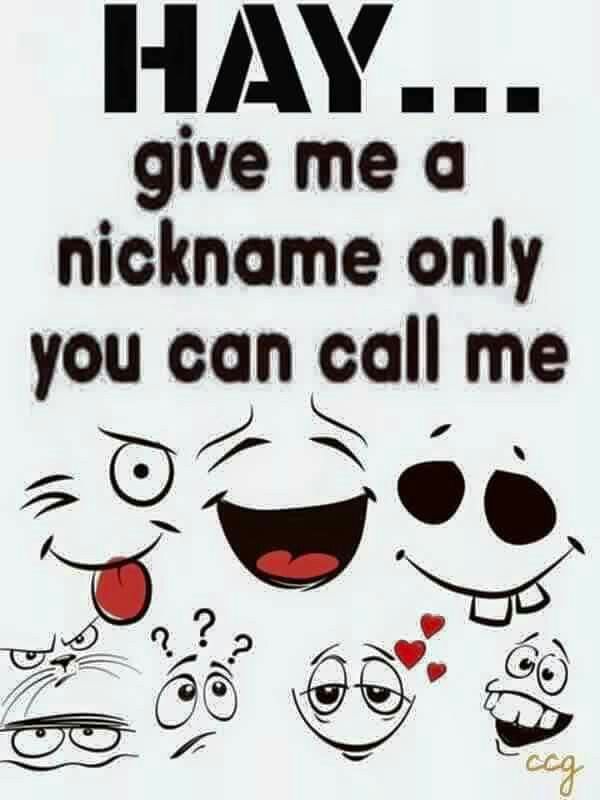 an image of cartoon faces with the words hay give me a nickname only you can call me