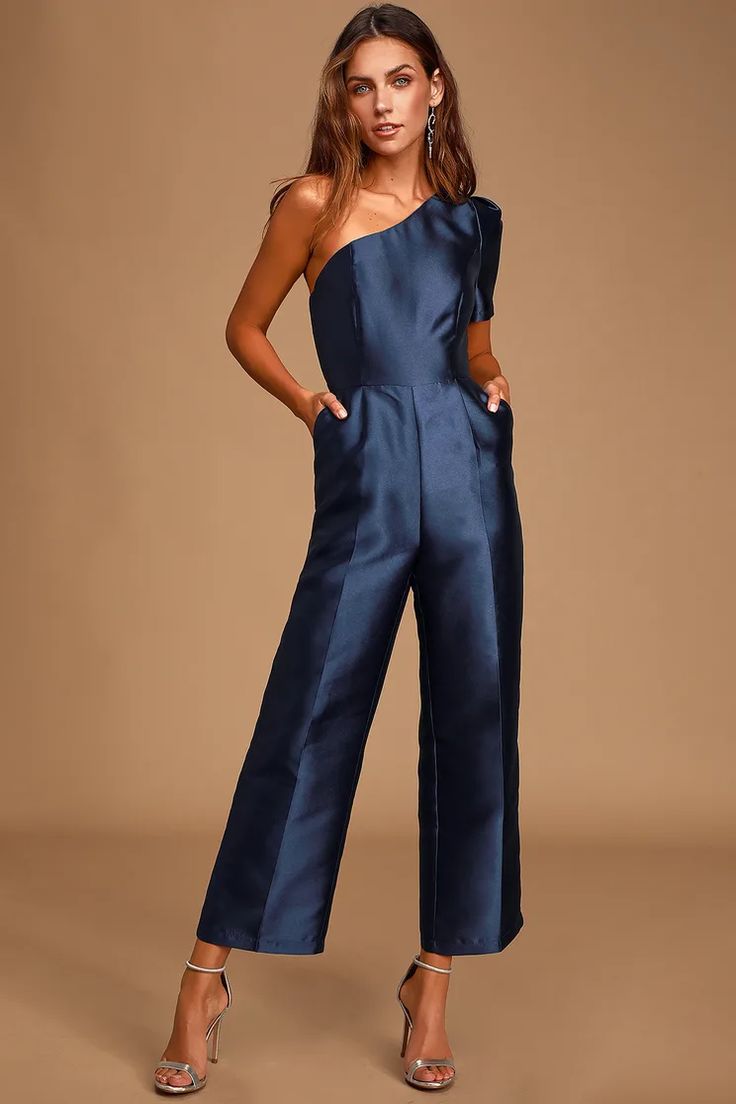 blue - Lulus Search Blue Jumpsuits Outfit, Jumpsuit Outfit Wedding, Fancy Jumpsuit, Navy Blue Jumpsuit, Jumpsuit For Wedding Guest, Elegant Jumpsuit, Jumpsuit Navy Blue, Formal Jumpsuit, Satin Jumpsuit