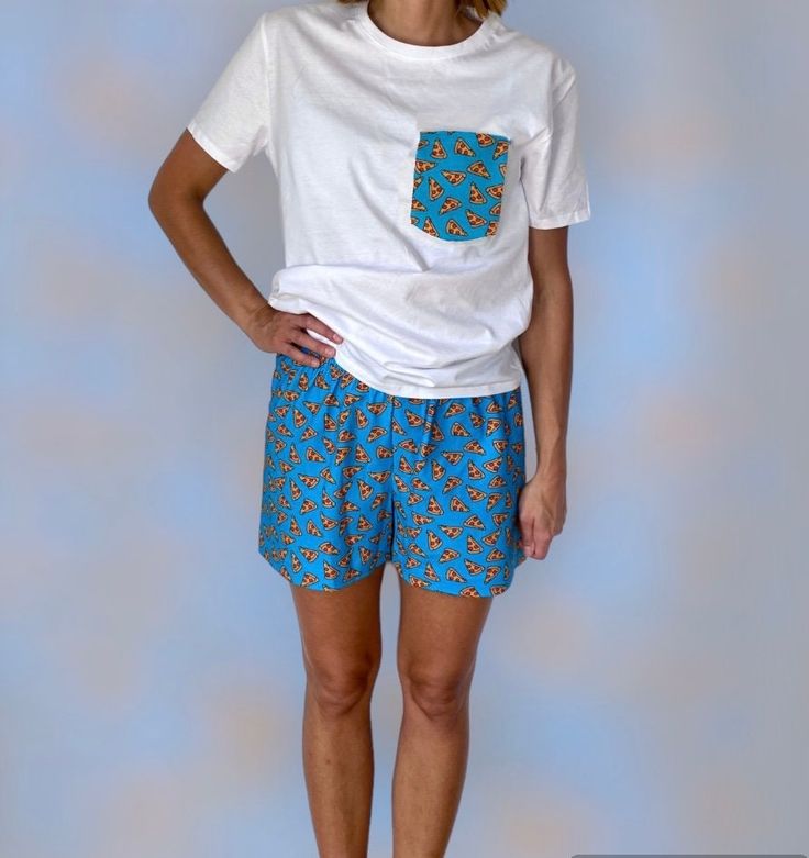 This shorts are perfect pyjamas (pajama) gift for sleeping lovers, couples, lovers, natural fabrics lovers, bride, groom, family, holiday, family holiday, and everyone who loves comforts and natual sleeping.  Cute funny print will make You smile all day long.  Tshirt perfectly matches shorts giving You finished night look! IF COMFORT AND SMILE IS WHAT YOU CARE MOST I HAVE SOMETHING FOR YOU💜❤ Shorts for sleeping in colorful, unusual patterns that will make every morning and night so pleasant. Sh Cotton Sleepwear With Pockets For Vacation, Summer Pajama Party Sleepwear With Pockets, Casual Relaxed Fit Short Set For Sleepover, Casual Short Set For Bedtime, Summer Pajama Shorts With Pockets For Pajama Party, Summer Pajama Shorts With Pockets For Sleep, Relaxed Fit Bedtime Shorts With Elastic Waistband, Relaxed Fit Cotton Bedtime Shorts, Relaxed Fit Shorts With Elastic Waistband For Bedtime