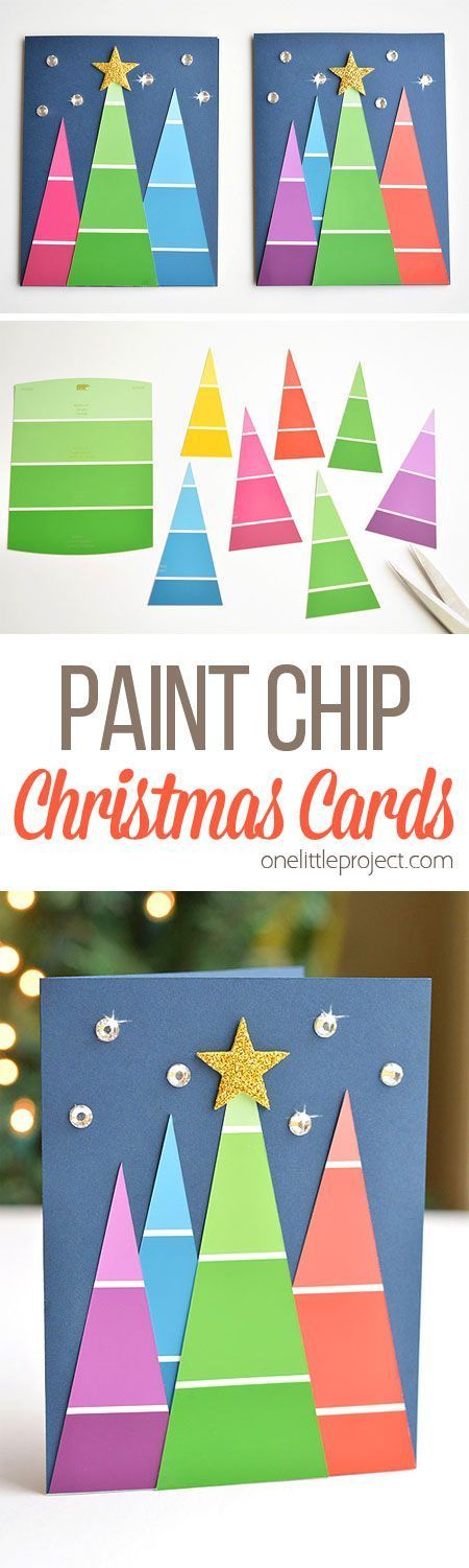 this christmas card is made with paint chip cards