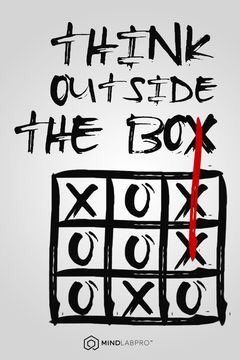 the words think out side the box are written in black and red