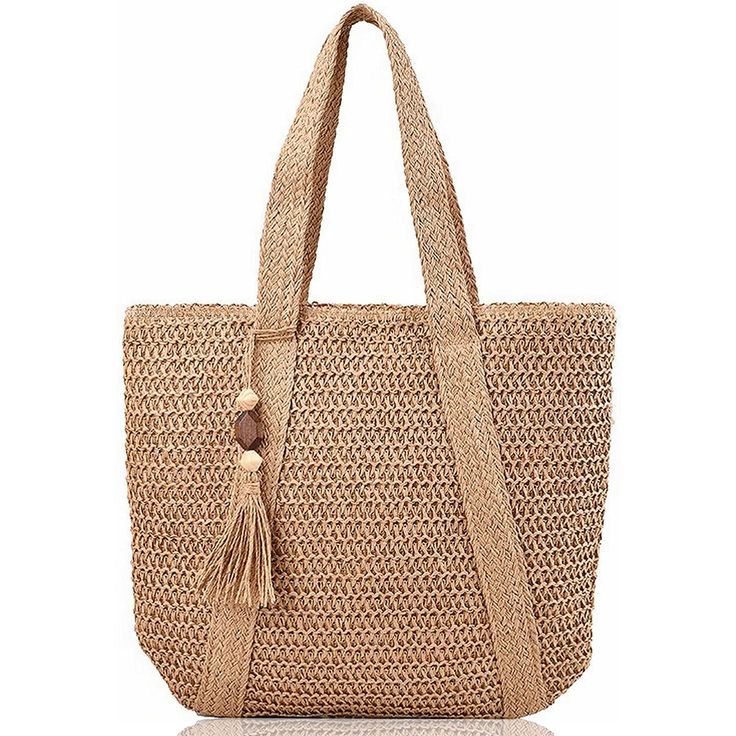 PRICES MAY VARY. OPTIMIZED DESIGN: The carrying handle is made of a one-piece wrap-around straw belt with a width of 1.5in, which is beautiful and stronger, and at the same time better solves the deformation that occurs in most of the similar commodities due to carrying too many items. MATERIAL: This straw beach bag is made of high quality natural straw woven without any odor and lined with polyester. The overall weight of the bag is only ≈12 oz, whether you carry it on your shoulder or hand, yo Vacation Purse, Women Vacation, Tote Bag With Zipper, Straw Beach Bag, Straw Tote Bag, Bag With Zipper, Straw Tote, Kids Luggage, Shoulder Tote Bag