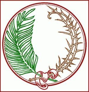 an image of a green and red leaf in a circle with the word peace on it