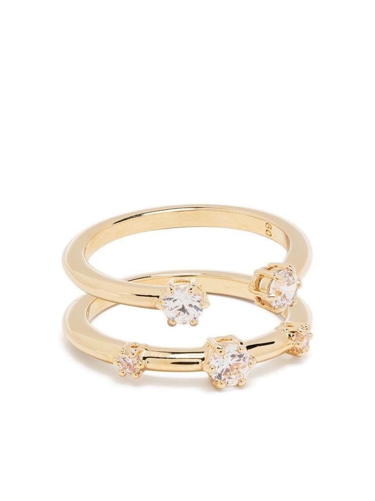 Contella ring (set of two) from Swarovski featuring Swarovski crystal embellishment, polished finish, stackable design, set of two, gold-tone and brass/metal. | Swarovski Contella ring (set of two) Swarovski Jewelry Rings, Swarovski Ring, Luxury Rings, Jewelry Lookbook, Cute Rings, Swarovski Jewelry, Crystal Embellishment, Design Set, Brass Metal