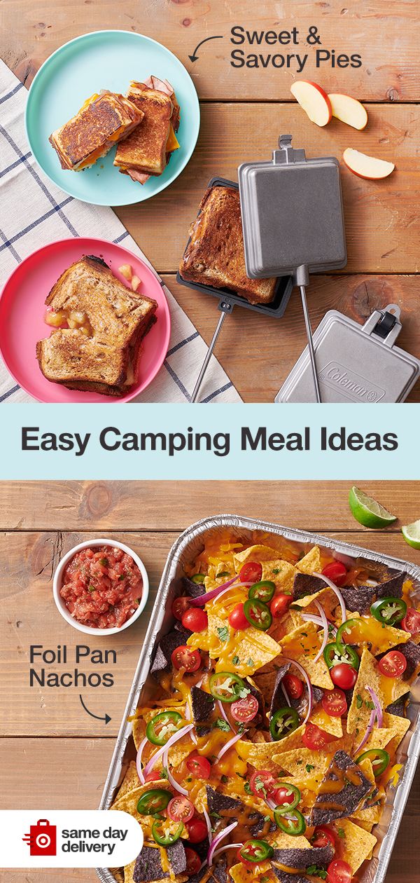 two pictures showing different types of food and the words easy camping meal ideas on them