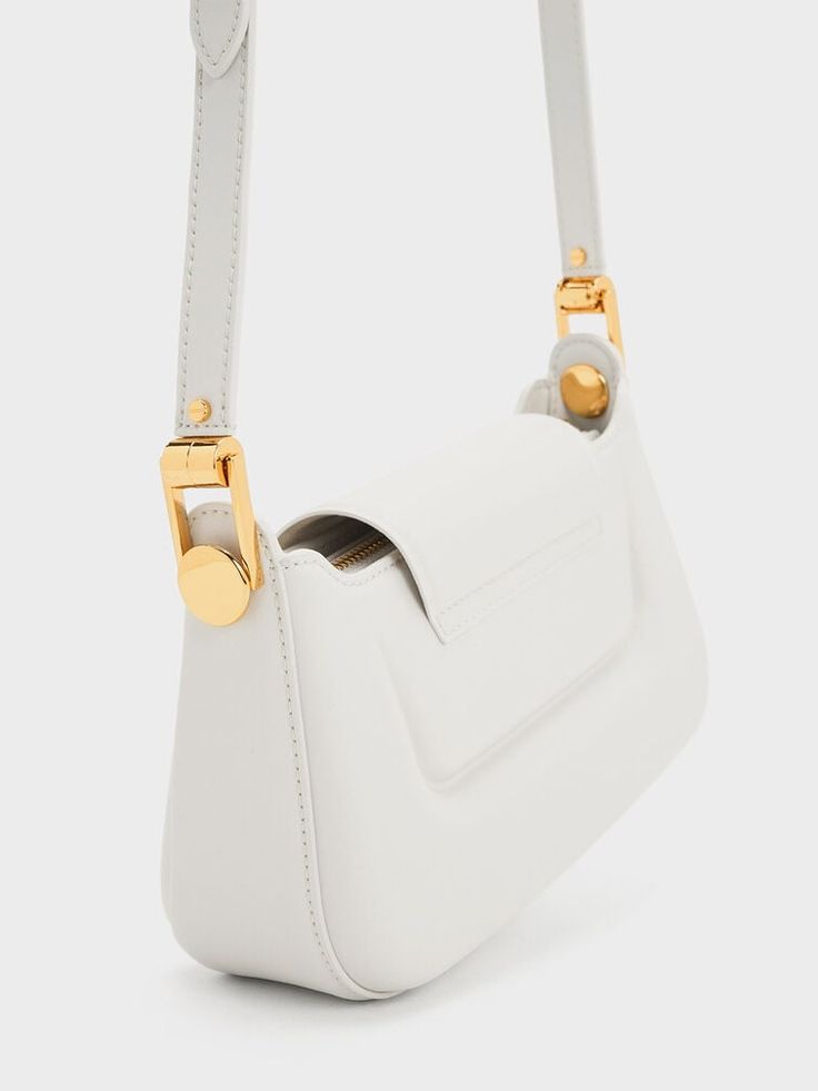 White Koa Push-Lock Top Handle Bag Clean Girl Aesthetic, Charles Keith, Clean Girl, Handle Bag, Arm Candy, Online Bags, Modern Fashion, White Bag, Festival Fashion