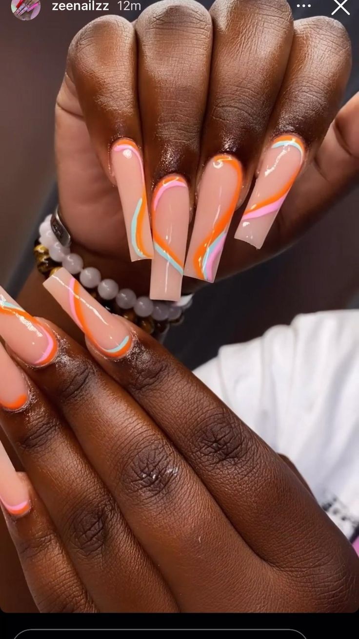 Nail Ideas Orange, Nails Fire, Strawberry Nails, Orange Acrylic Nails, Acrylic Toes, Acrylic Toe Nails, Pink Manicure, Summer Toe Nails, Polygel Nails