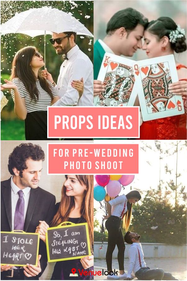 some people holding signs and umbrellas with the words props ideas for pre - wedding photoshoot