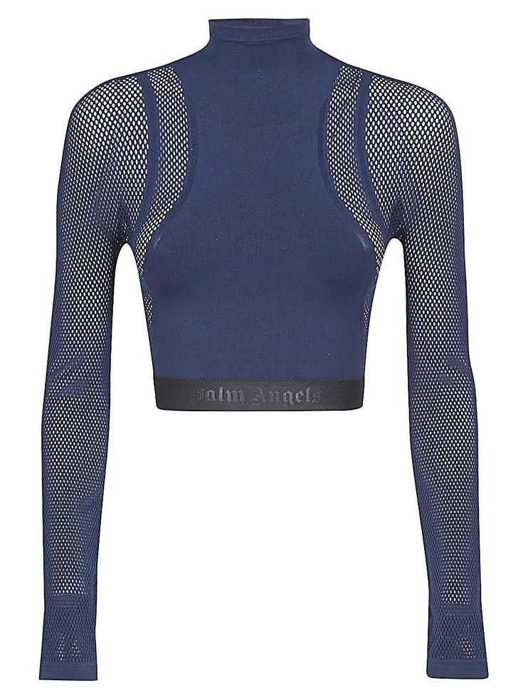 Fitted Sports Tops With Mesh Sleeves, Sporty High Stretch Activewear With Mesh Sleeves, Fitted Turtleneck Top For Sports, Sporty High Stretch Crop Top With Thumbholes, Sporty Fitted Nylon Crop Top, Fitted Nylon Sporty Crop Top, Sporty Crew Neck Crop Top In Elastane, Sporty Crew Neck Elastane Crop Top, Functional Cropped Top With Medium Support