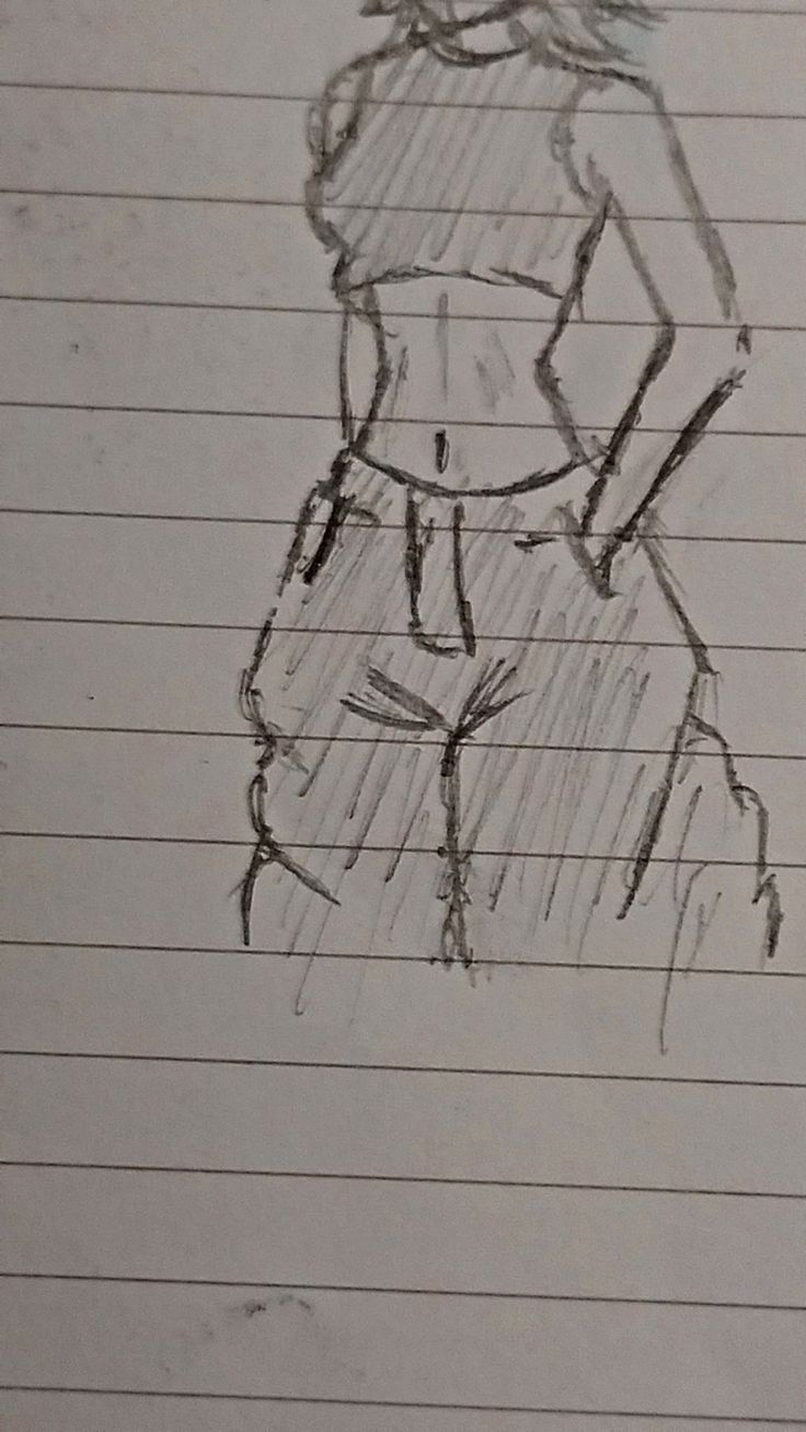 a pencil drawing of a woman's dress on lined paper