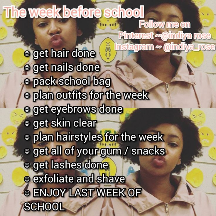 two girls with different hair styles and the words, the week before school on them