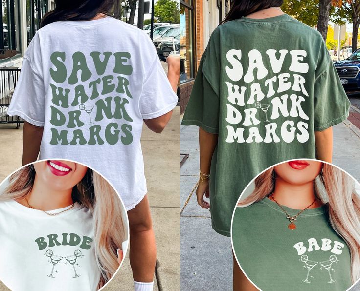 two women in matching shirts walking down the street