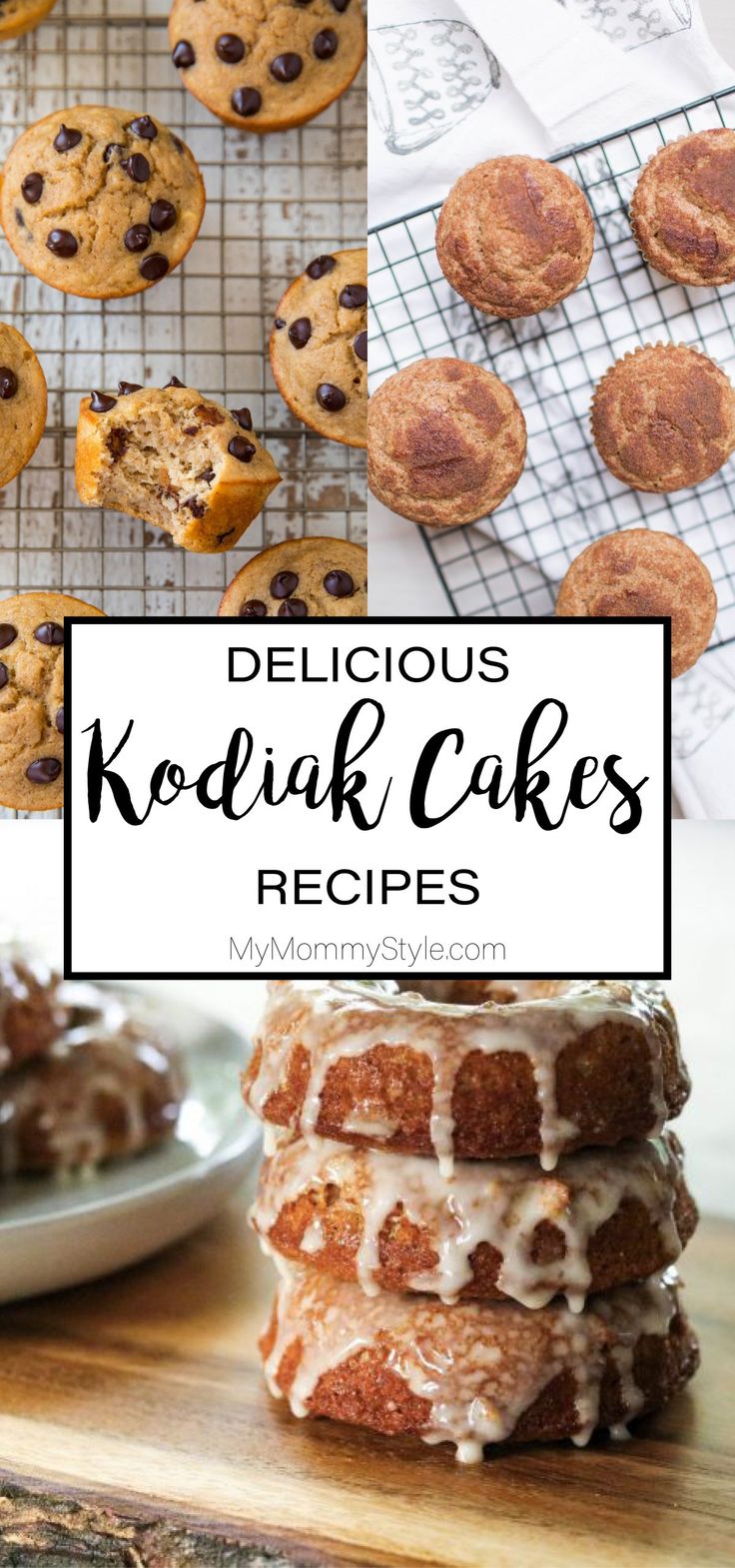 delicious kodelak cakes with frosting and chocolate chips on the top are shown