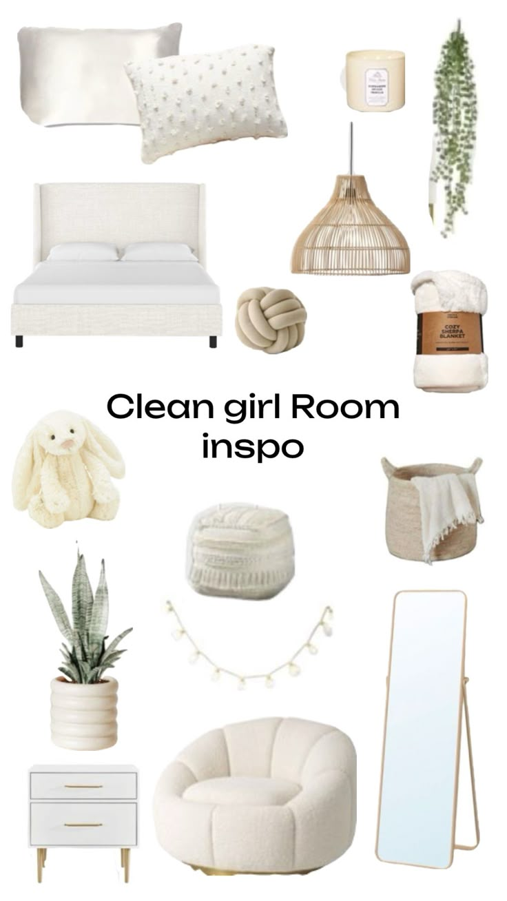 the clean girl room is in white and beige