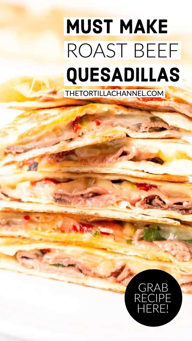 a stack of quesadillas stacked on top of each other with text overlay