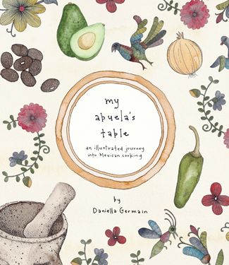 an illustrated book with flowers and vegetables on it