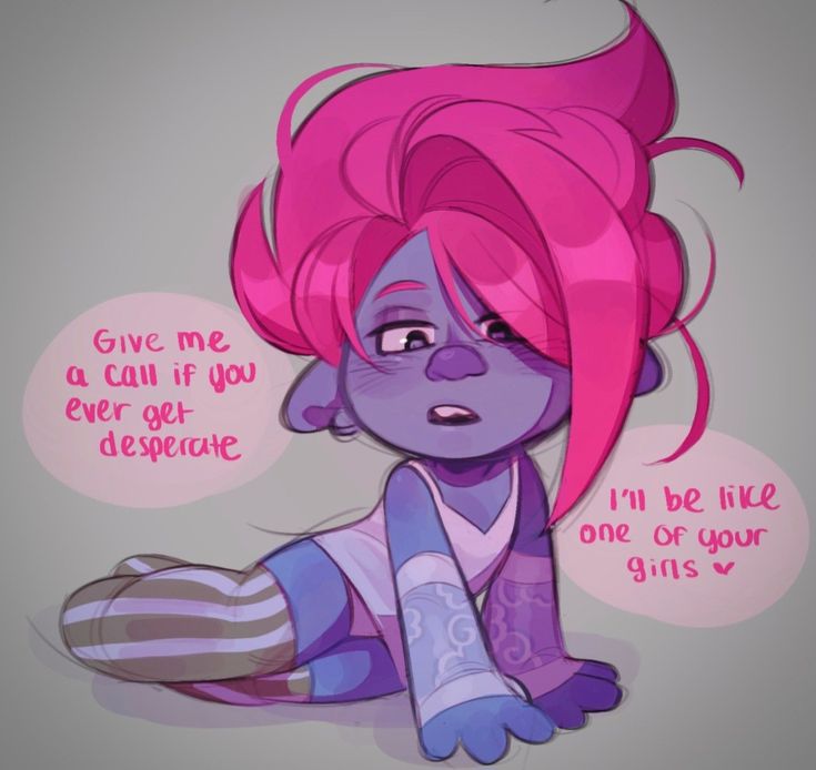 a cartoon character with pink hair sitting on the ground next to a quote that says give me a call if you ever got desperate