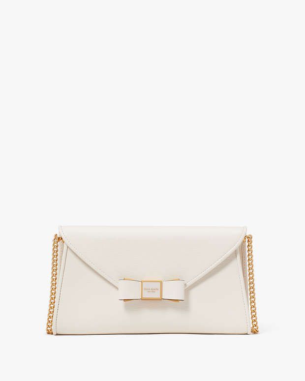 Morgan Bow Embellished Envelope Flap Crossbody | Kate Spade New York Luxury Kate Spade Clutch Bag, Kate Spade Chic Wallet, Kate Spade Luxury Wallets, Luxury Kate Spade Leather Wallet, Katespade Wallet, Kate Spade New York, Kate Spade, Envelope, Leather