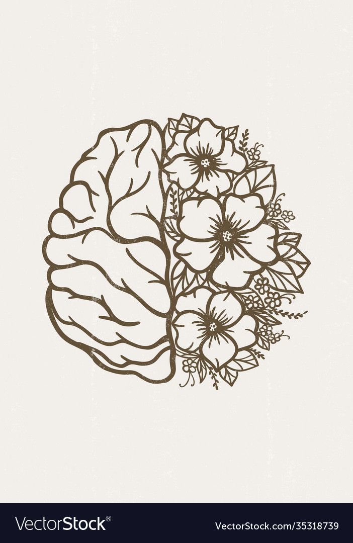 a drawing of flowers and leaves on a white background