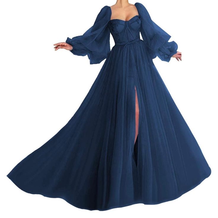 See Pictures For Details. Leave Questions In Comments! Puffy Sleeve Prom Dress, Puffy Prom Dresses, Prom Dresses Long Blue, Sleeve Prom Dress, Princess Stuff, Beauty Pageant Dresses, Prom 2022, Royal Aesthetic, Sweetheart Prom Dress