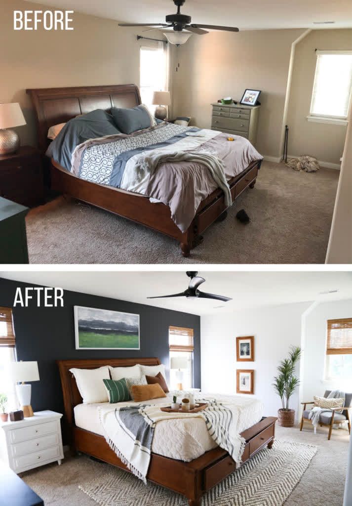 before and after pictures of a bedroom makeover