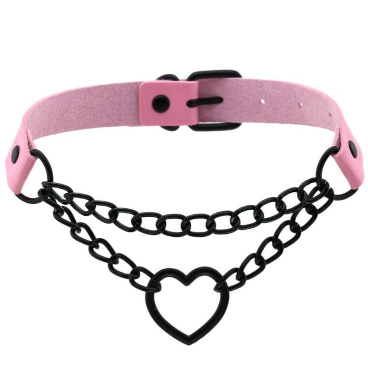 Harness Necklace, Harajuku Necklace, Harajuku Accessories, Leather Choker Collars, Heart Choker Necklace, Choker Collar Necklace, Witch Jewelry, Heart Choker, Heart Chain